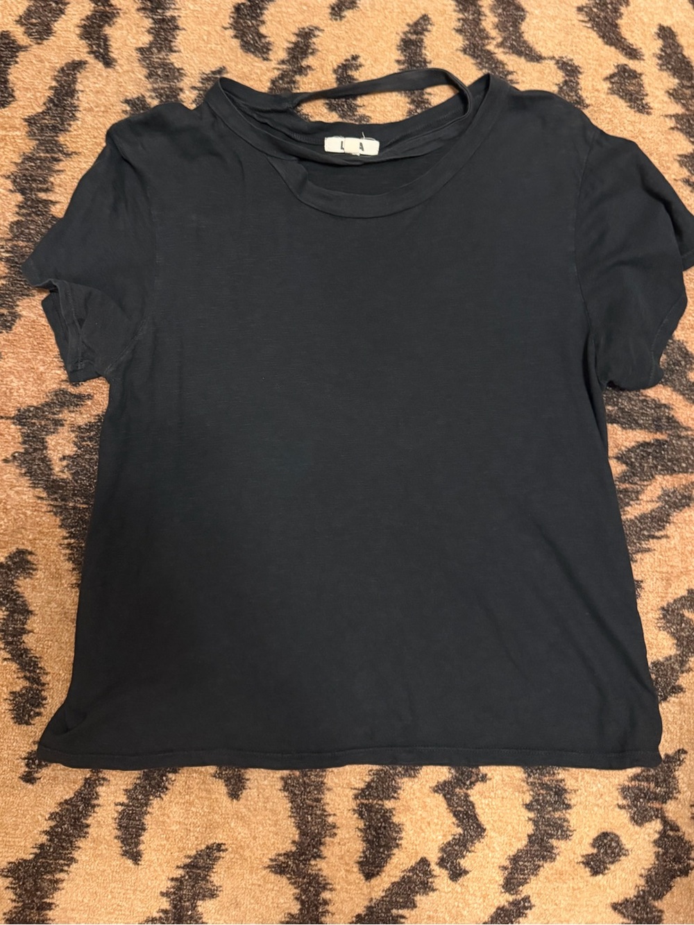 Black Crewneck Women’s Tee featuring detached stylish collar